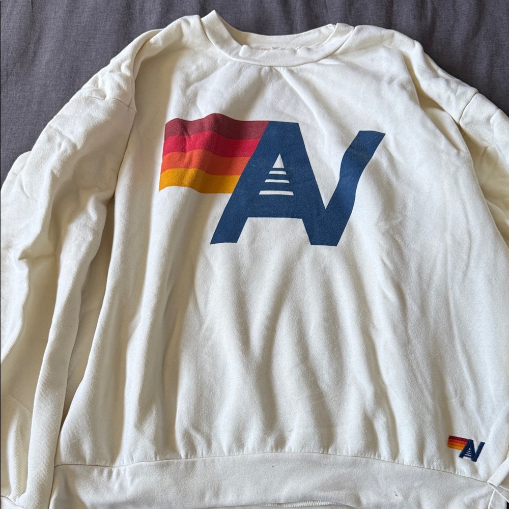Aviator Nation Cream Sweatshirt with Logo